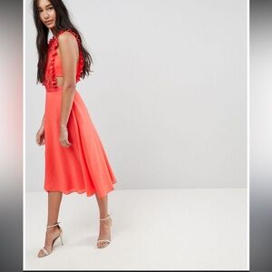 ASOS Lace Pinafore Pleated Mini Dress